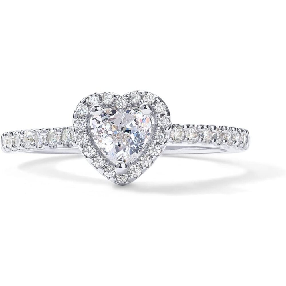 14K Gold Plated Halo Ring | Heart Ring for Women | Square Round Promise Rings fo